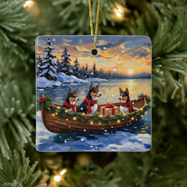 Basenji Christmas Boat Holiday Ceramic Ornament (Tree)