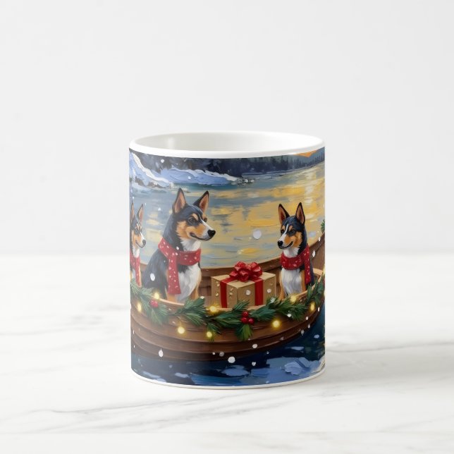 Basenji Christmas Boat Holiday Coffee Mug (Center)