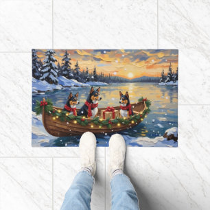 Basenji Christmas Boat Holiday Doormat