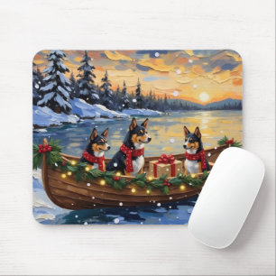 Basenji Christmas Boat Holiday Mouse Mat
