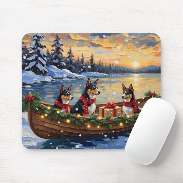 Basenji Christmas Boat Holiday Mouse Mat (With Mouse)