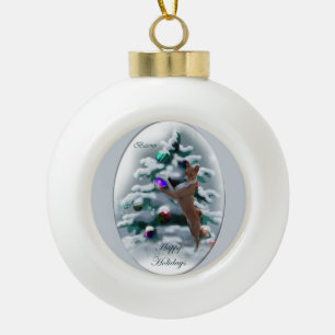 Basenji Christmas Ceramic Ball Christmas Ornament