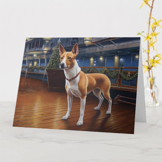 Basenji Christmas Cruise: Pawsome Holiday Delight  Card (Yellow Flower)