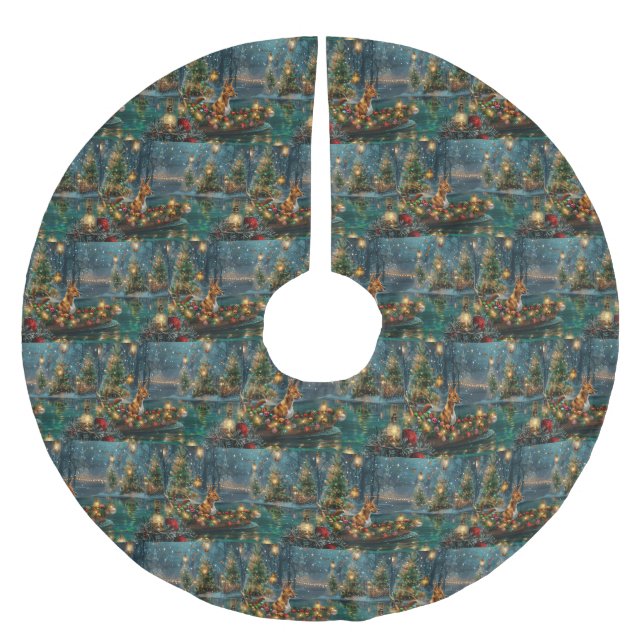 Basenji Christmas Festive Voyage Brushed Polyester Tree Skirt (Front)