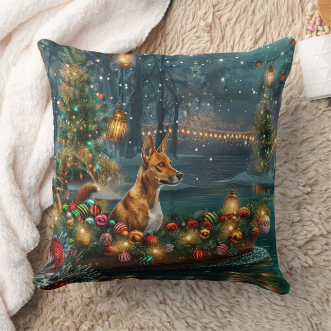 Basenji Christmas Festive Voyage Cushion (Blanket)