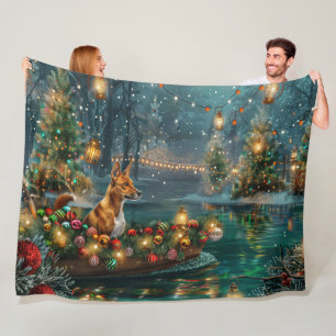 Basenji Christmas Festive Voyage Fleece Blanket