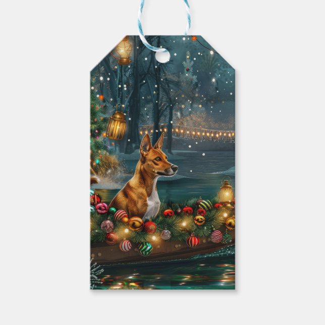 Basenji Christmas Festive Voyage Gift Tags (Front)