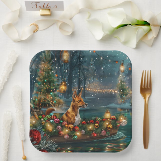 Basenji Christmas Festive Voyage Paper Plate (Wedding)