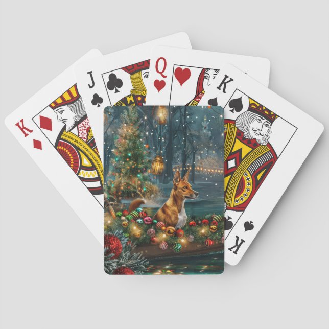 Basenji Christmas Festive Voyage Playing Cards (Back)