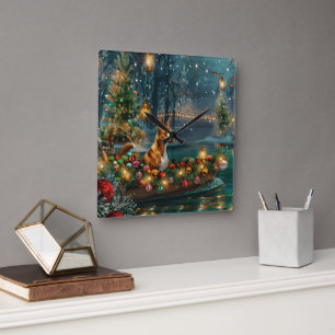 Basenji Christmas Festive Voyage Square Wall Clock
