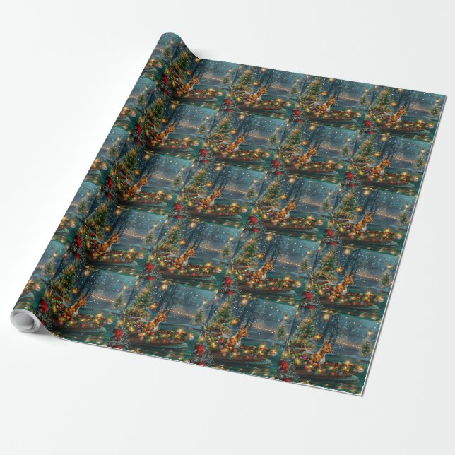 Basenji Christmas Festive Voyage Wrapping Paper (Unrolled)