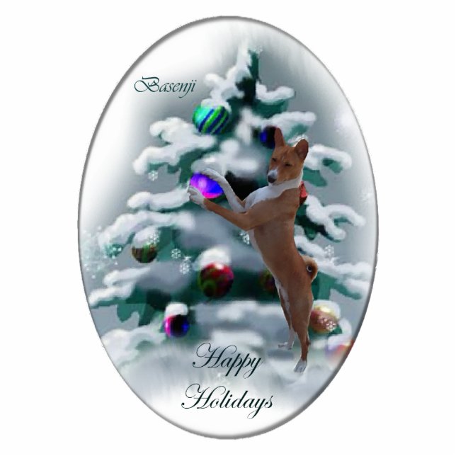 Basenji Christmas Gifts Ornament Photo Sculpture Decoration (Front)