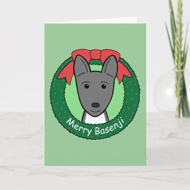 Basenji Christmas Holiday Card (Front)