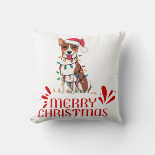 Basenji Christmas Lights Xmas Dogs Gifts for men Cushion