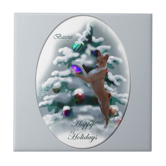 Basenji Christmas Tile (Front)