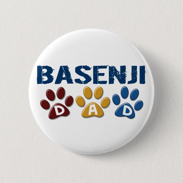 BASENJI DAD Paw Print 6 Cm Round Badge (Front)