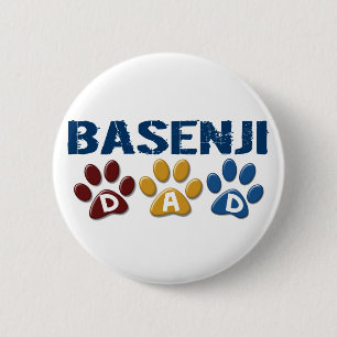 BASENJI DAD Paw Print 6 Cm Round Badge