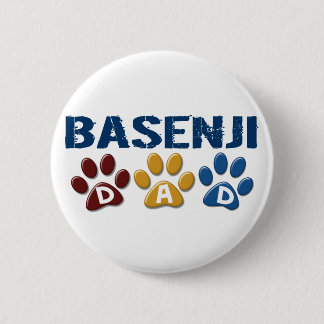 BASENJI DAD Paw Print 6 Cm Round Badge