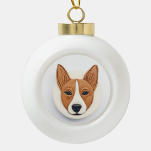 Basenji Dog 3D Inspired Ceramic Ball Christmas Ornament