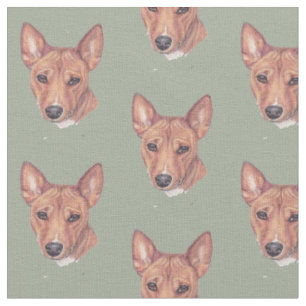 Basenji Dog Art Drawing Fabric