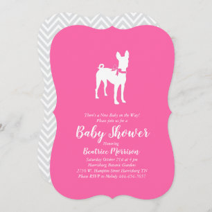 Basenji Dog Baby Shower Girl Pink Invitation