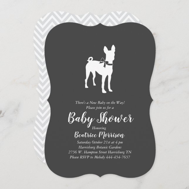 Basenji Dog Baby Shower Neutral Invitation (Front/Back)