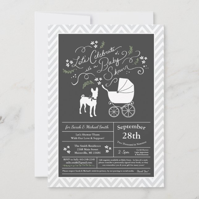 Basenji Dog Baby Shower Neutral Invitation (Front)
