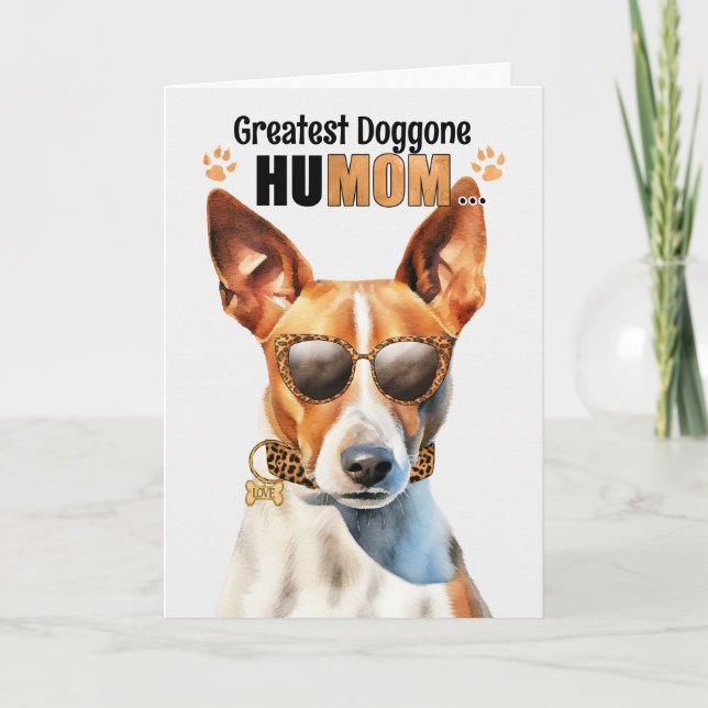 Basenji Dog Best HuMOM Ever Mother's Day Holiday Card (Front)
