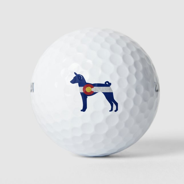 Basenji Dog Breed Colorado Flag Silhouette Golf Balls (Front)