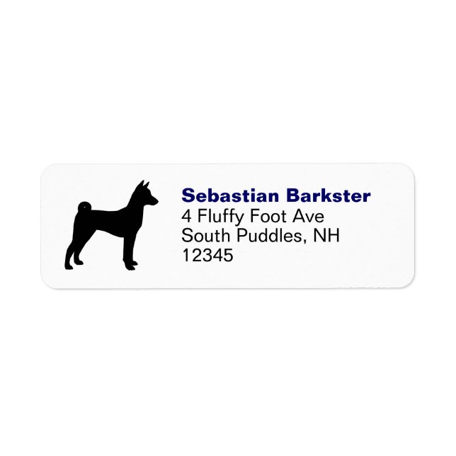 Basenji Dog Breed Silhouette Return Address Labels (Front)