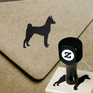 Basenji Dog Breed Silhouette Rubber Stamp