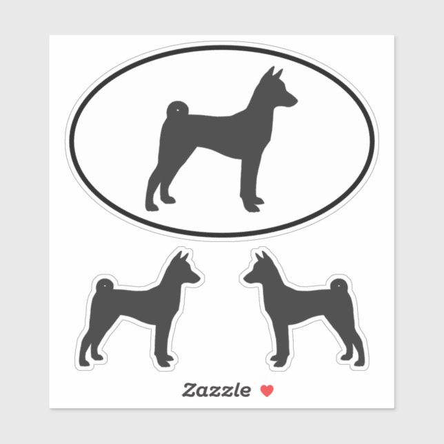 Basenji Dog Breed Silhouette Vinyl Sticker Set (Sheet)