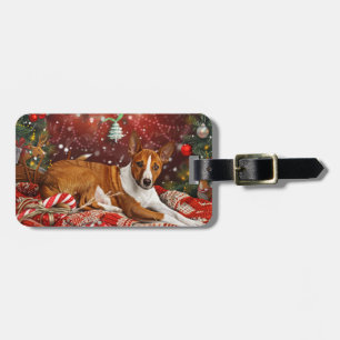 Basenji Dog Christmas Festive  Luggage Tag
