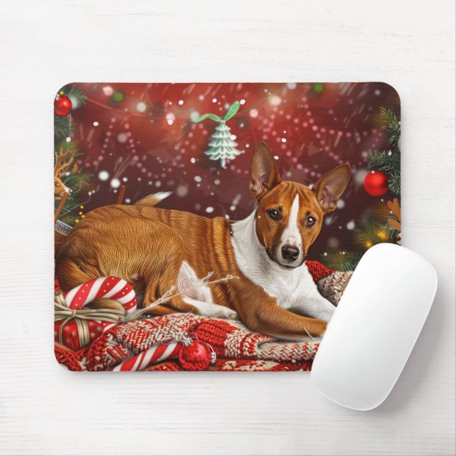 Basenji Dog Christmas Festive  Mouse Mat (With Mouse)