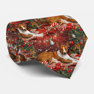 Basenji Dog Christmas Festive  Tie
