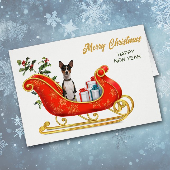 Basenji Dog Christmas Sleigh Card (Creator Uploaded)