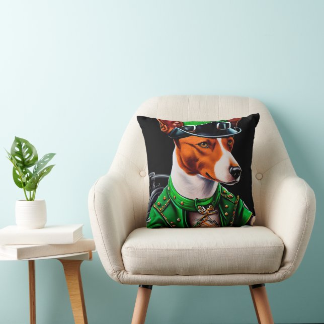 Basenji Dog driving bike St. Patrick's Day Cushion (Chair)