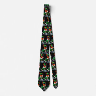 Basenji Dog driving bike St. Patrick's Day Tie