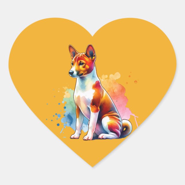Basenji Dog Heart Sticker (Front)