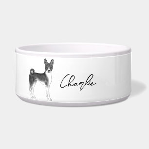 Basenji Dog In Black And White With Custom Name