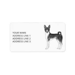 Basenji Dog In Black And White With Custom Text Label