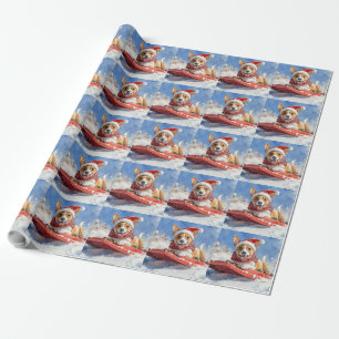 Basenji Dog in Sledge Let it Snow Christmas Wrapping Paper