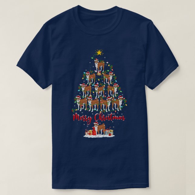 Basenji Dog Lover Matching Santa Basenji Christmas T-Shirt (Design Front)