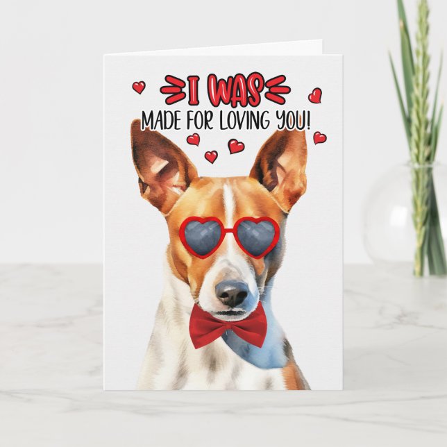 Basenji Dog Made for Loving You Valentine Holiday Card (Front)