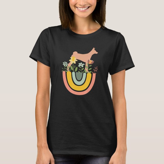 Basenji Dog  Mom Dad Pet Cute  Puppy Rainbow Boho  T-Shirt (Front)