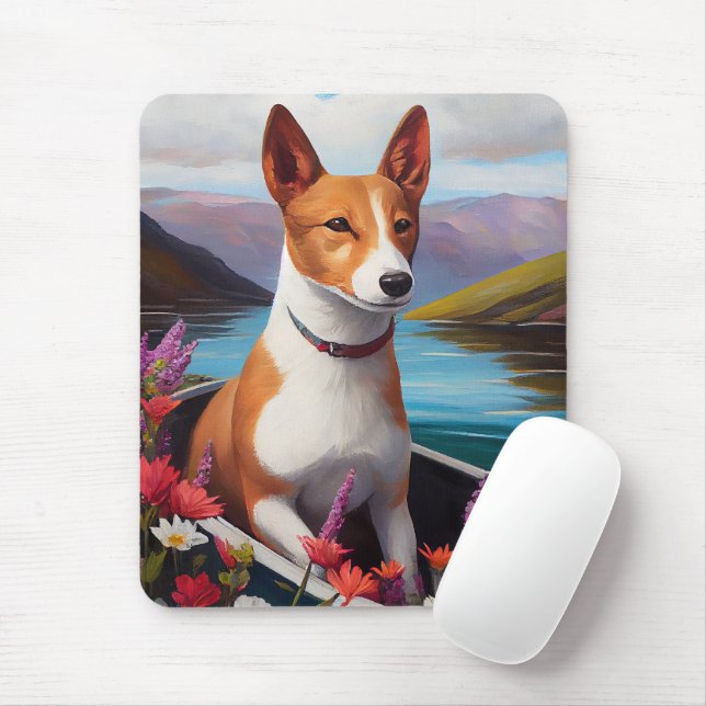 Basenji Dog on a Paddle: A Scenic Adventure Mouse Mat (With Mouse)