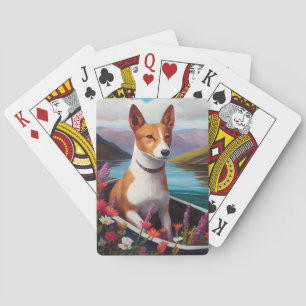 Basenji Dog on a Paddle: A Scenic Adventure Playing Cards