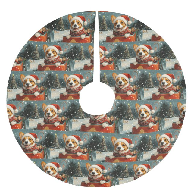 Basenji Dog Roller Coaster Christmas Brushed Polyester Tree Skirt (Front)