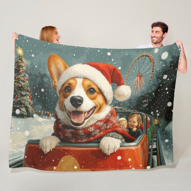 Basenji Dog Roller Coaster Christmas Fleece Blanket (In Situ)