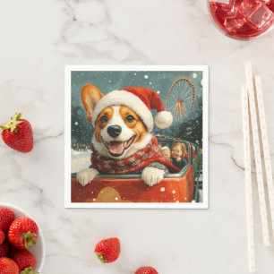 Basenji Dog Roller Coaster Christmas Napkin